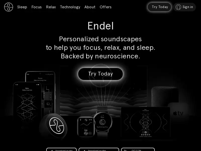 Endel : 个性化音景，帮助您专注、放松和入睡。