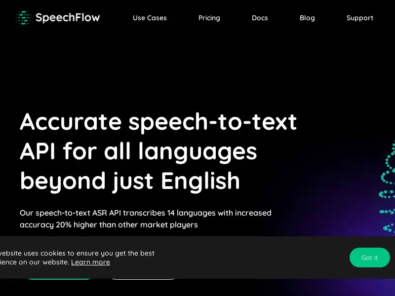 SpeechFlow - Advanced Speech-to-Text API : 强大的语音转文字API