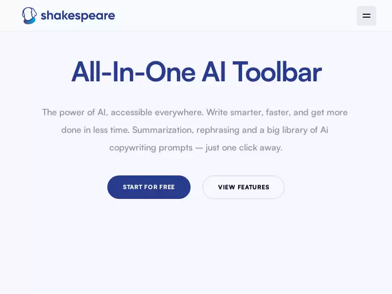 Shakespeare AI Writing Toolbar : AI写作工具栏，随时随地跟随您
