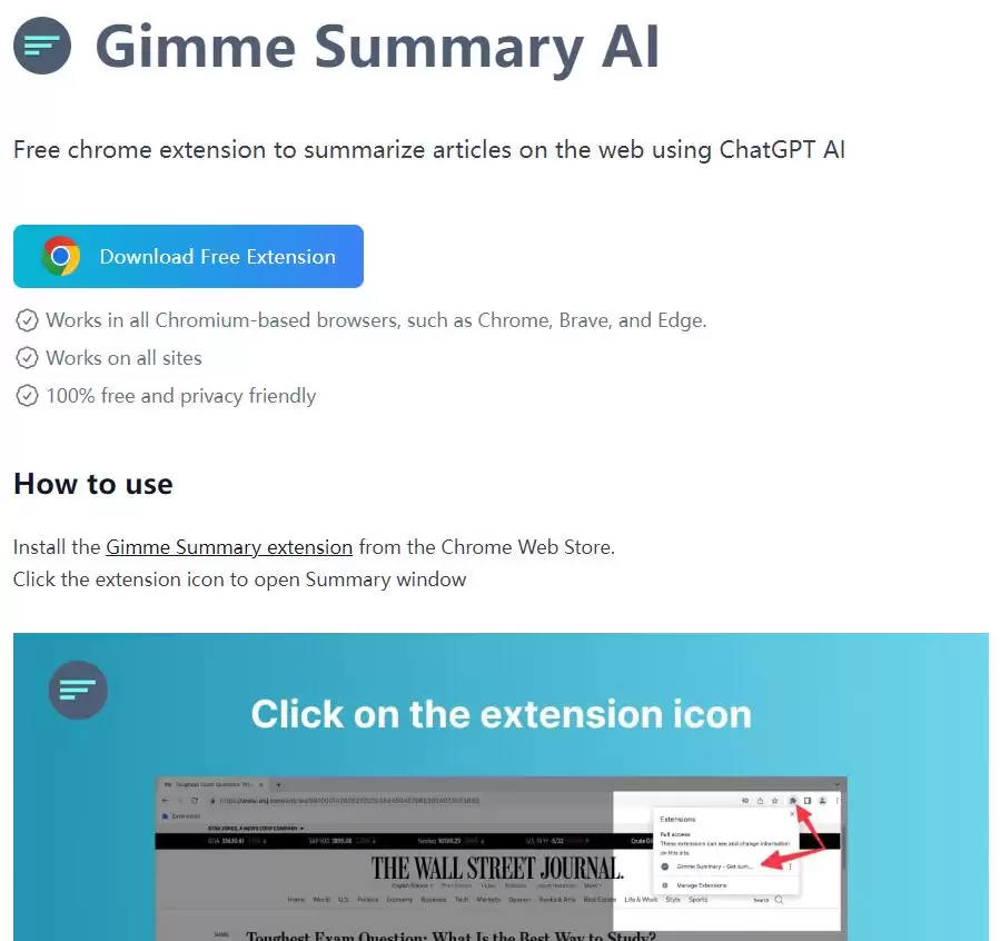 Gimme Summary AI : 在线文章摘要工具