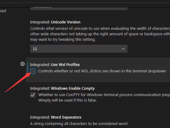 VSCode怎么禁止使用wsl配置文件