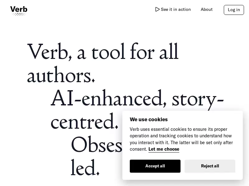 Verb.ai : AI写作助手，帮助小说作家计划、写作和获得反馈