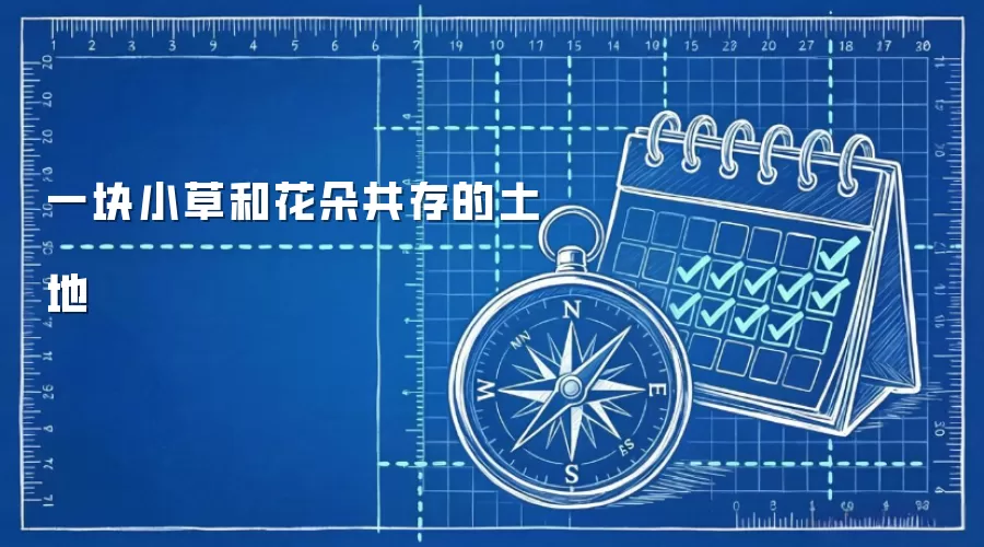 一块小草和花朵共存的土地
