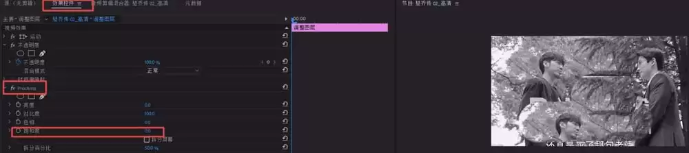 Premiere视频怎么制作一半黑白一半彩色效果