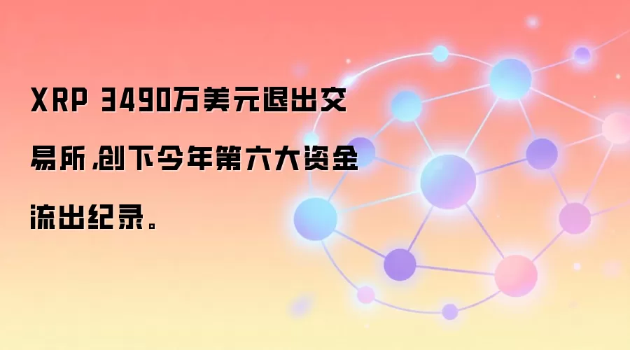 XRP 3490万美元退出交易所，创下今年第六大资金流出纪录。