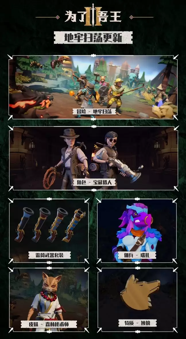 《为了吾王2》发布重大更新 免费推出地牢扫荡与经典角色宝藏猎人
