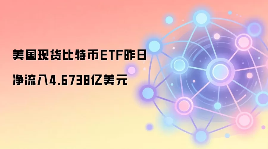 美国现货比特币ETF昨日净流入4.6738亿美元