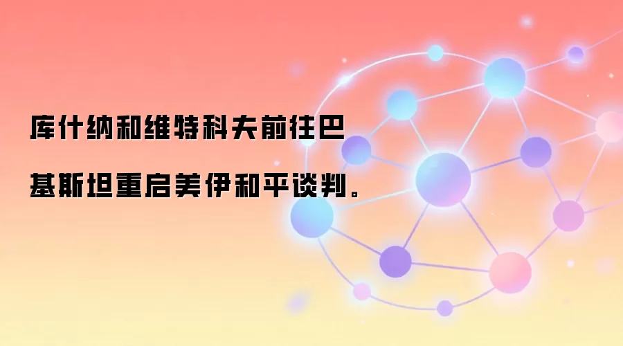 库什纳和维特科夫前往巴基斯坦重启美伊和平谈判。