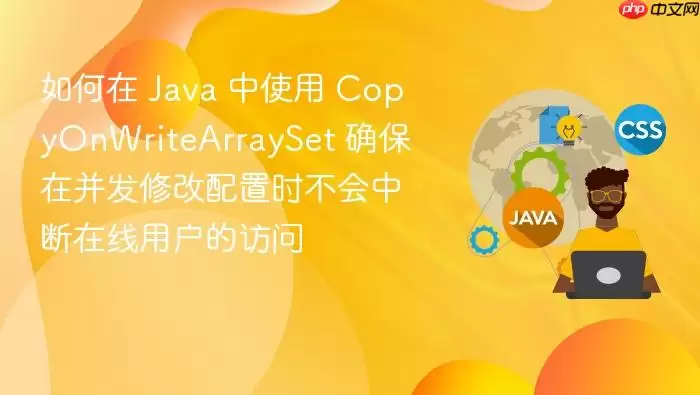 如何在 Ja va 中使用 CopyOnWriteArraySet 确保在并发修改配置时不会中断在线用户的访问