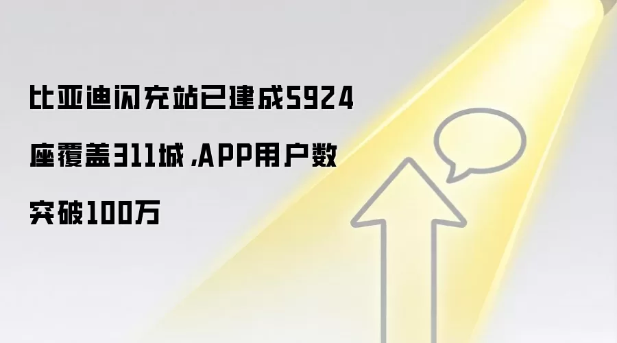 比亚迪闪充站已建成5924座覆盖311城，APP用户数突破100万