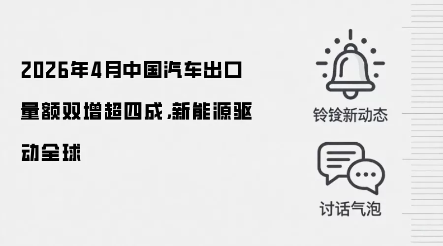 2026年4月中国汽车出口量额双增超四成,新能源驱动全球
