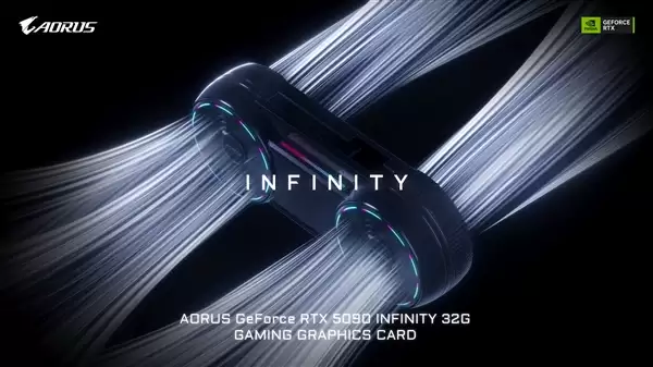 技嘉AORUS RTX 5090 INFINITY发布：双风扇藏着第三把风扇 出厂超频327MHz