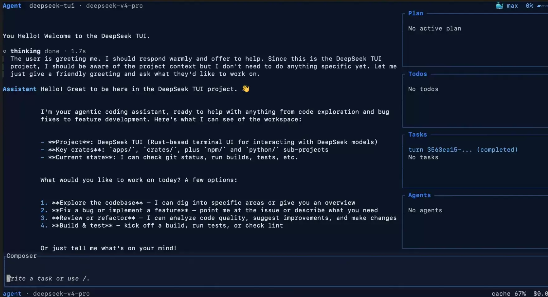 DeepSeek-TUI – 开源终端AI编程与自动化工具，基于DeepSeek V4模型