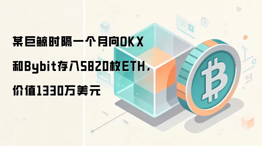 某巨鲸时隔一个月向OKX和Bybit存入5820枚ETH，价值1330万美元
