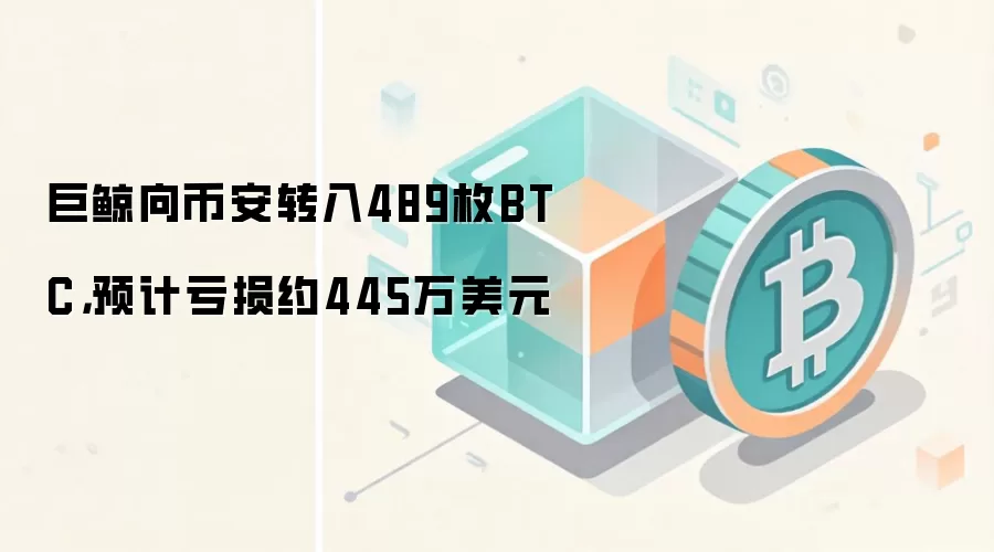 比特币巨鲸向币安转入489枚BTC链上示意图，预计承受显著亏损