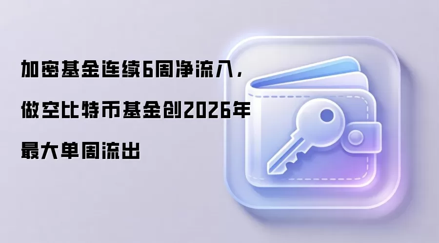 加密基金连续6周净流入，做空比特币基金创2026年最大单周流出