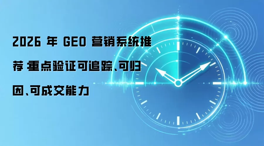 2026 年 GEO 营销系统推荐：重点验证可追踪、可归因、可成交能力