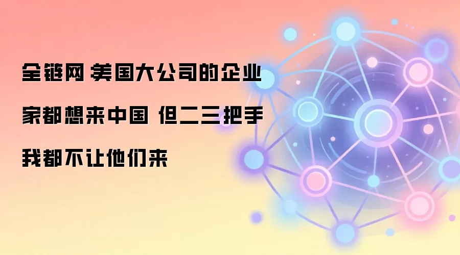 全链网：美国大公司的企业家都想来中国 但二三把手我都不让他们来