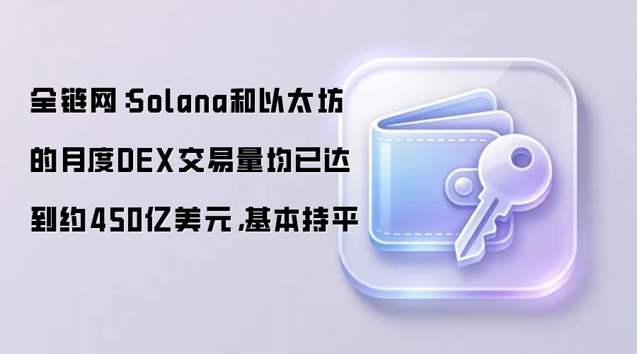 全链网:Solana和以太坊的月度DEX交易量均已达到约450亿美元,基本持平