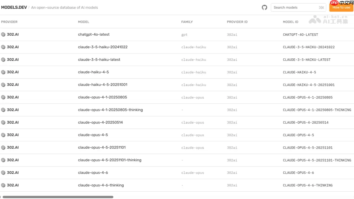 Models.dev— OpenCode 团队开源的 AI 模型数据库