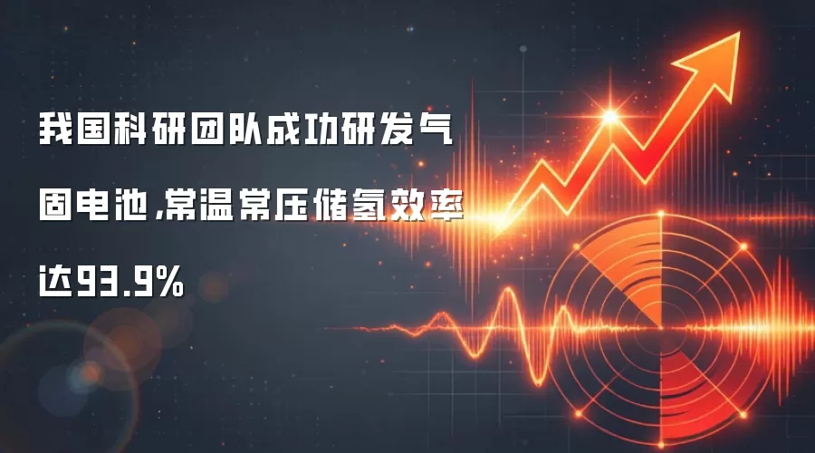 我国科研团队成功研发气固电池,常温常压储氢效率达93.9%