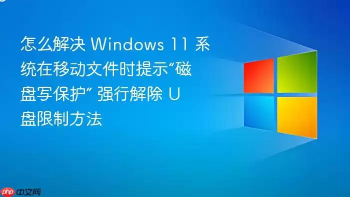 怎么解决 Windows 11 系统在移动文件时提示“磁盘写保护” 强行解除 U 盘限制方法