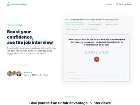 interviewsby.ai-Interviewsby.ai 是一个提供定制模拟面试和实时反馈的在线平台