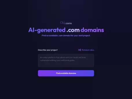 Onlycoms-Onlycoms是一个专注于提供.com域名生成服务的网站