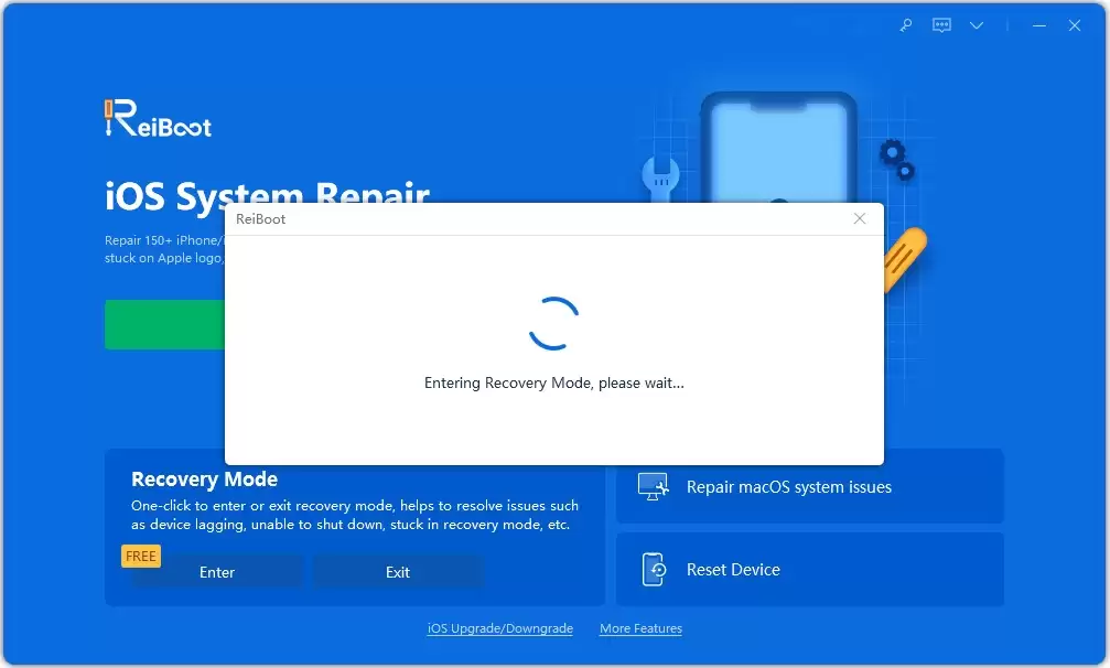 Tenorshare ReiBoot 软件主界面示意图
