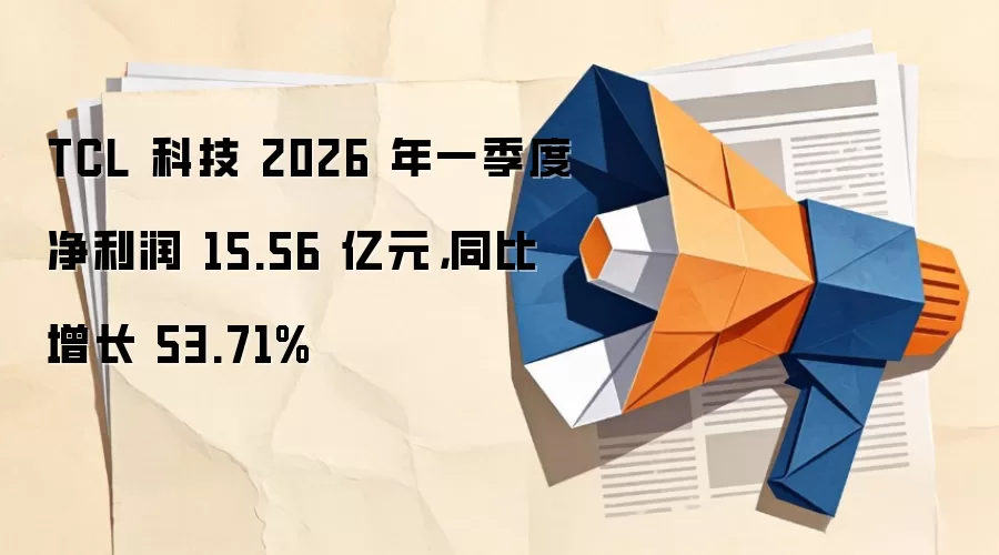 TCL 科技 2026 年一季度净利润 15.56 亿元，同比增长 53.71%
