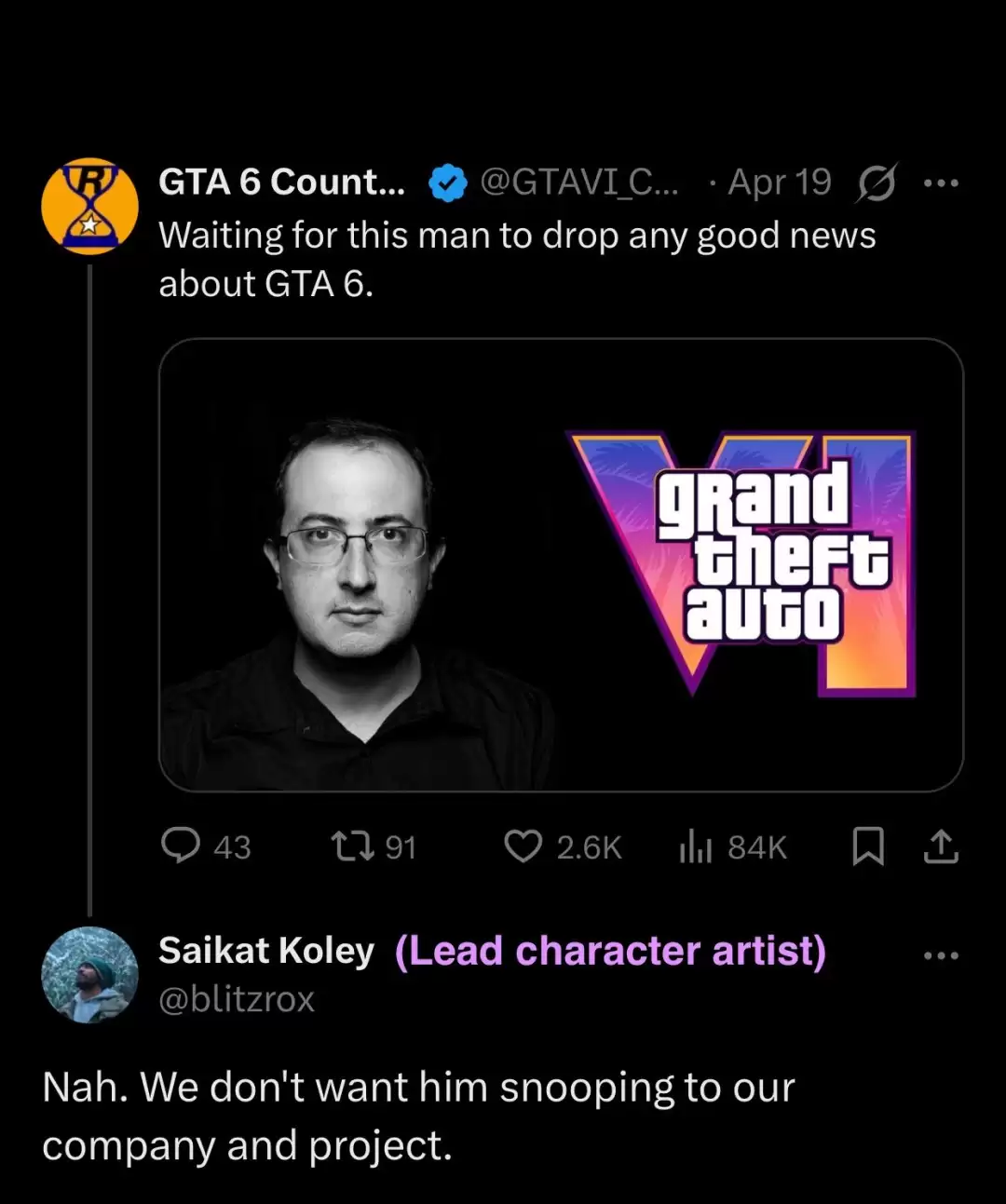 彭博社记者被R星拉黑 曾提前一天泄露《GTA6》首支预告片发布时间