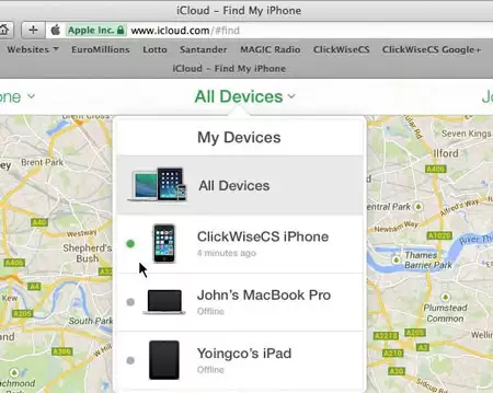 iCloud查找我的iPhone界面