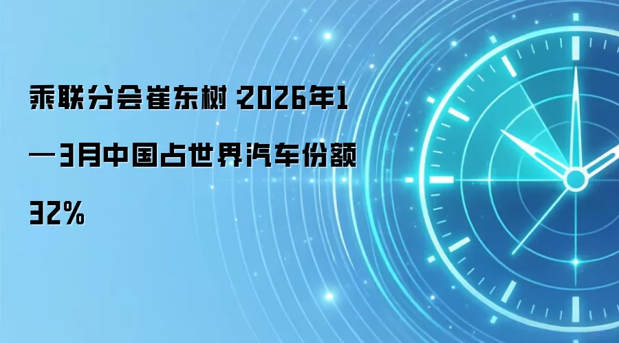 乘联分会崔东树：2026年1—3月中国占世界汽车份额32%