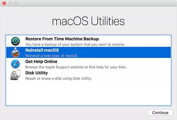 重新安装 macOS 选项