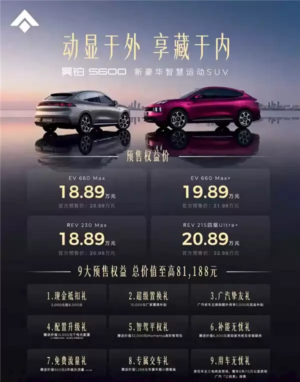 20万内最好的运动SUV！广汽昊铂S600开启预售：18.89万起