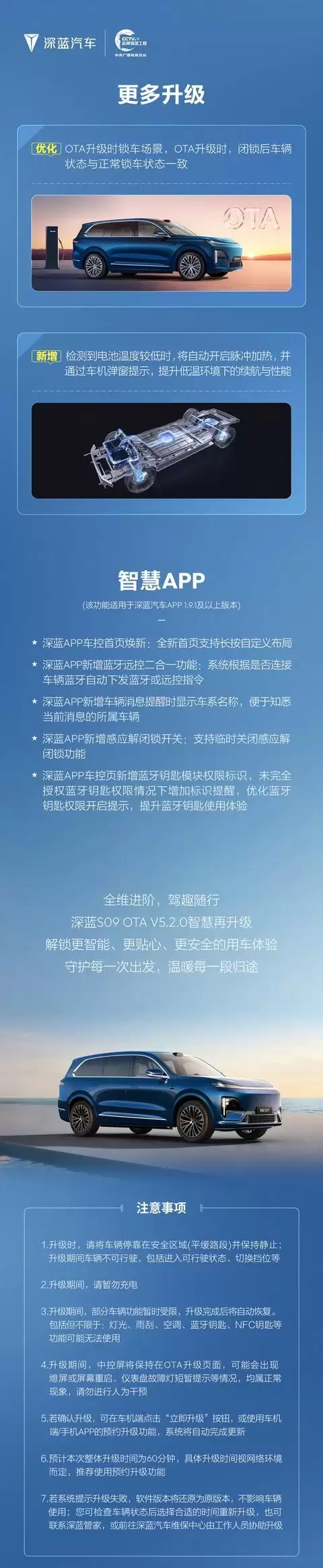深蓝S09汽车开启V5.2.0版本OTA升级，支持哨兵模式自动开启