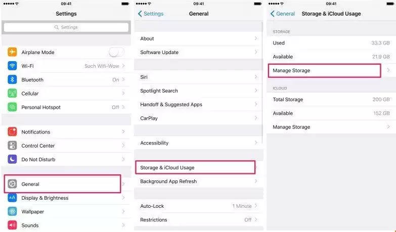iPhone存储空间管理界面示意图