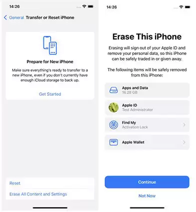 重置iPhone设置界面示意图