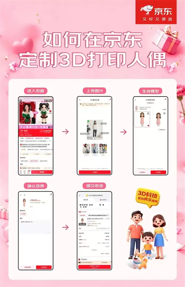 京东宣布上线3D打印定制服务：照片秒变人偶 宠物也能做手办 超还原