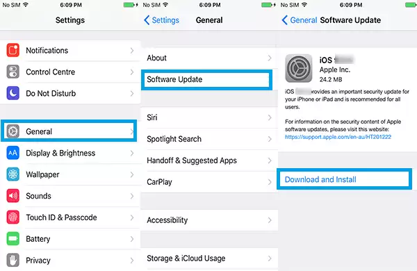 iPhone软件更新界面示意图