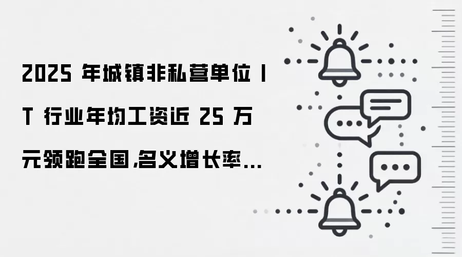2025 年城镇非私营单位 IT 行业年均工资近 25 万元领跑全国，名义增长率 4.1%