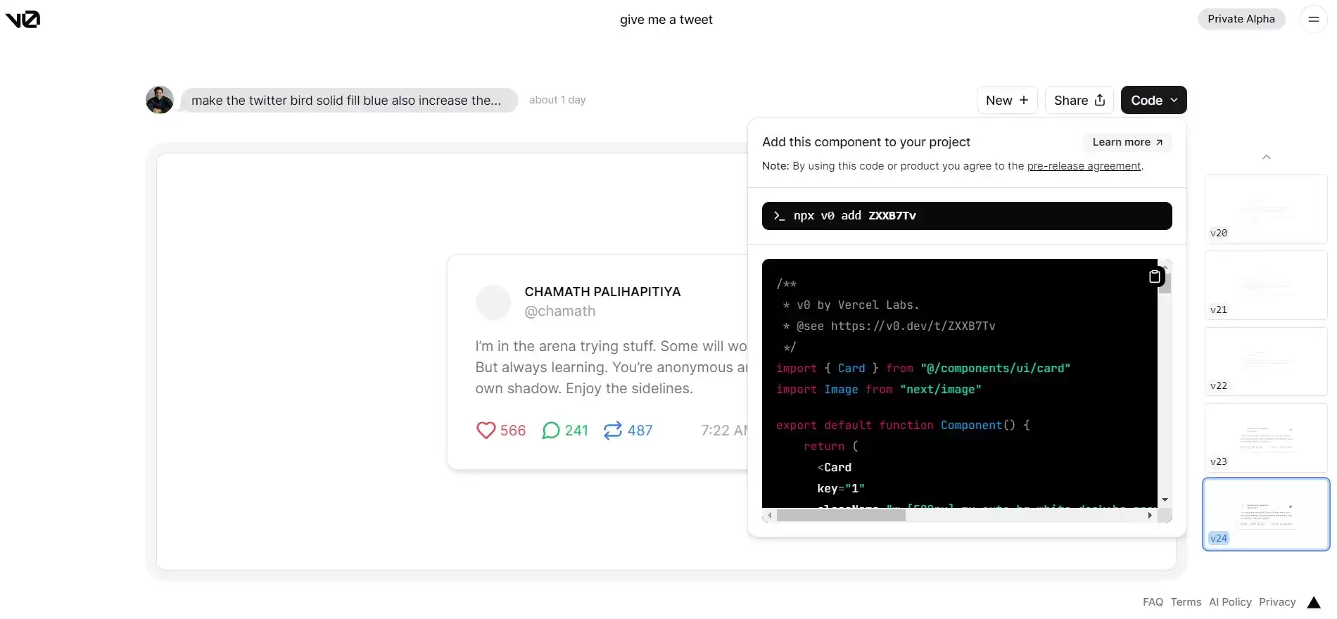 v0.dev – AI生成前端UI组件