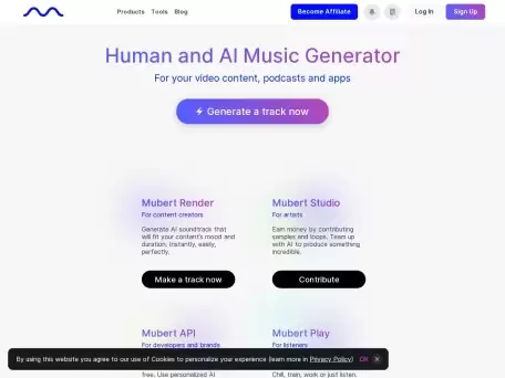 Mubert-人类×人工智能生成音乐,对于您的视频内容、播客和应用程序