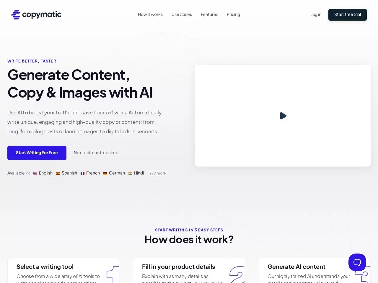 AI Copywriter-Copymatic拥有80多种人工智能工具