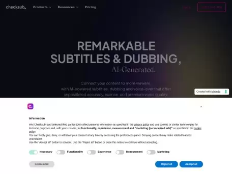 Checksub-Checksub 是一个利用人工智能技术提供视频和音频本地化服务的平台