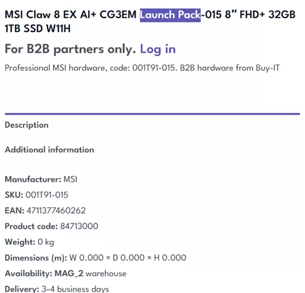 Intel锐炫G3掌机来了!微星Claw 8 EX AI+曝光:32GB+80Wh大电池