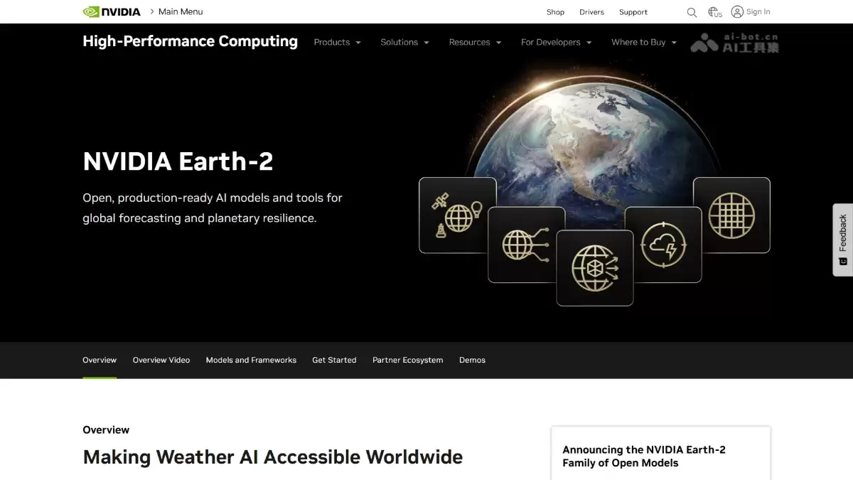 Earth-2 – 英伟达开源的AI气象预测模型家族