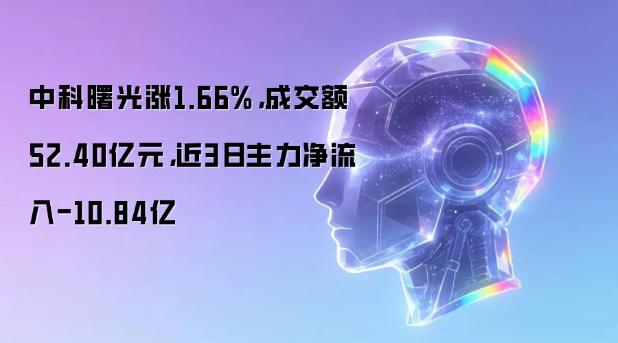 中科曙光涨1.66%,成交额52.40亿元,近3日主力净流入-10.84亿