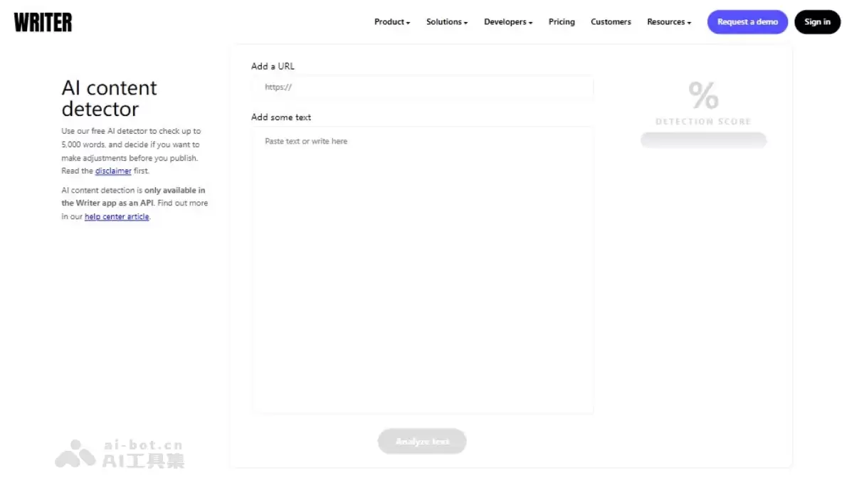 AI Content Detector-Writer推出的在线AI内容检测工具