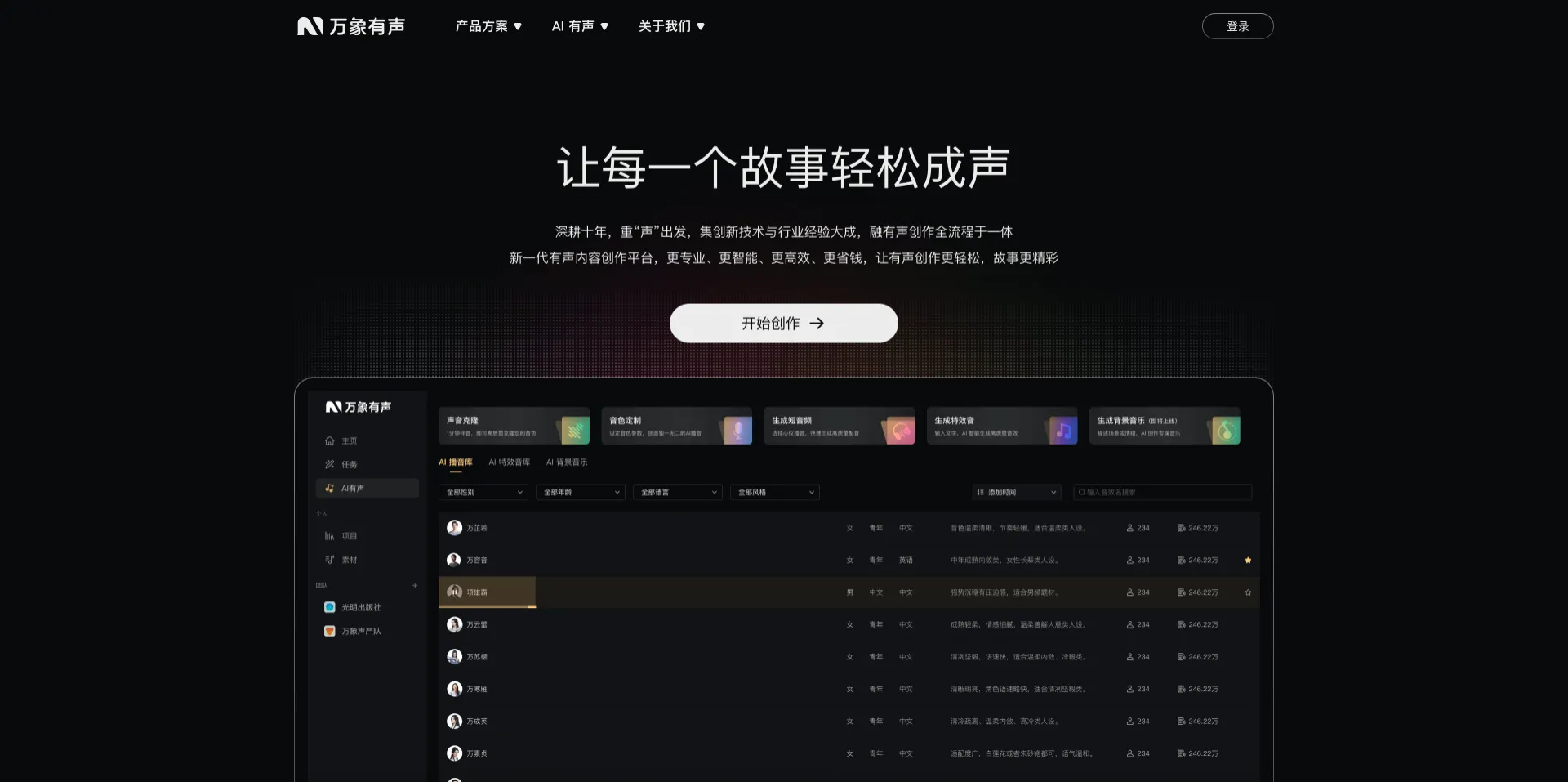 万象有声-AI赋能的一站式有声内容创作平台